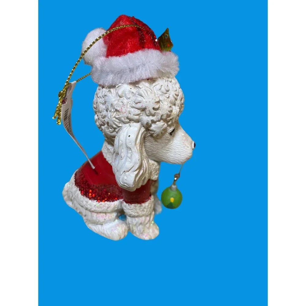 Pier 1 White Poodle Holiday Dog Resin Christmas Ornament
